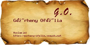 Görheny Ofélia névjegykártya